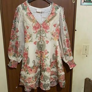 Floral, Champagne and Strawberry Dress, medium